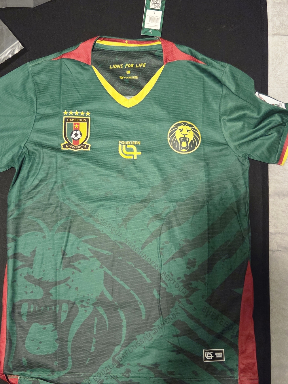 Cameroon Kids Green Soccer Jersey - Lions Design